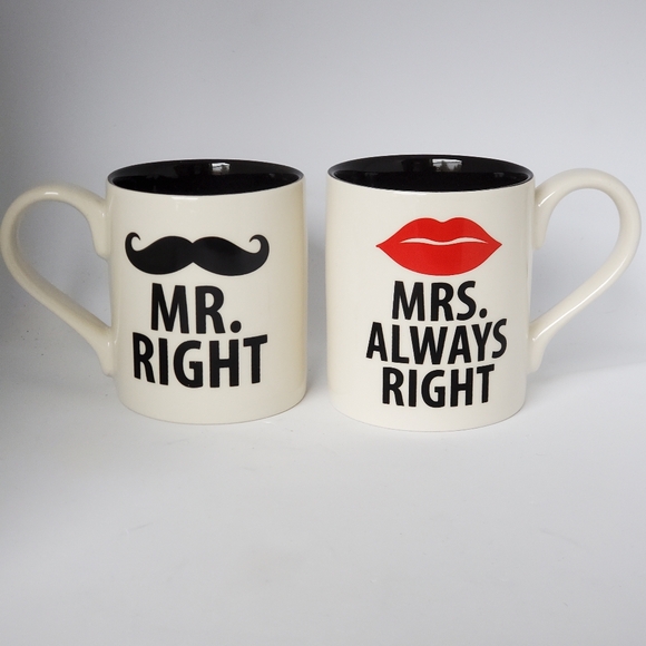 Mr Right & Mrs Always Right Mug Set in Box Our Name is Mud Coffee Cups - Picture 5 of 9